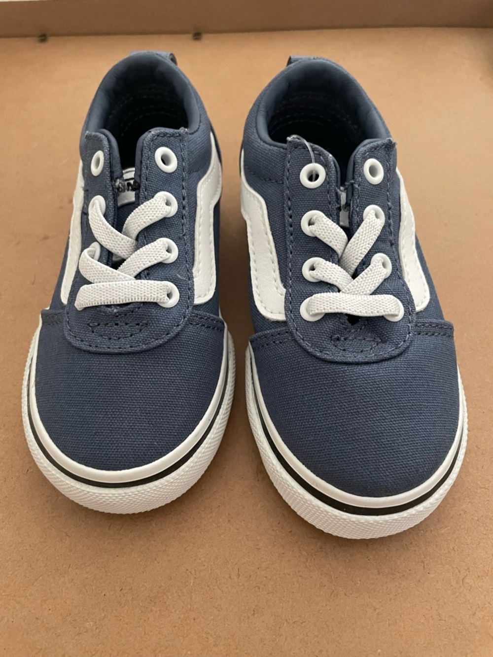 Vans Kids Navy and White Canvas Skate Sneakers